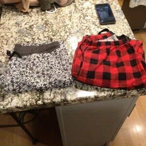 Women’s Red & Black Plaid pj bottoms and second pair pj  bottoms Floral Gray